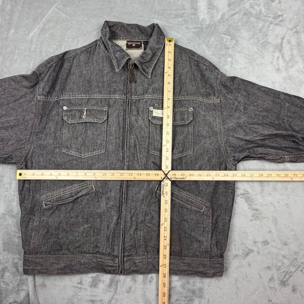 Vintage Rocawear Jacket Mens XL Black Denim Full Zip Embroidered Logo Y2K - Picture 9 of 9